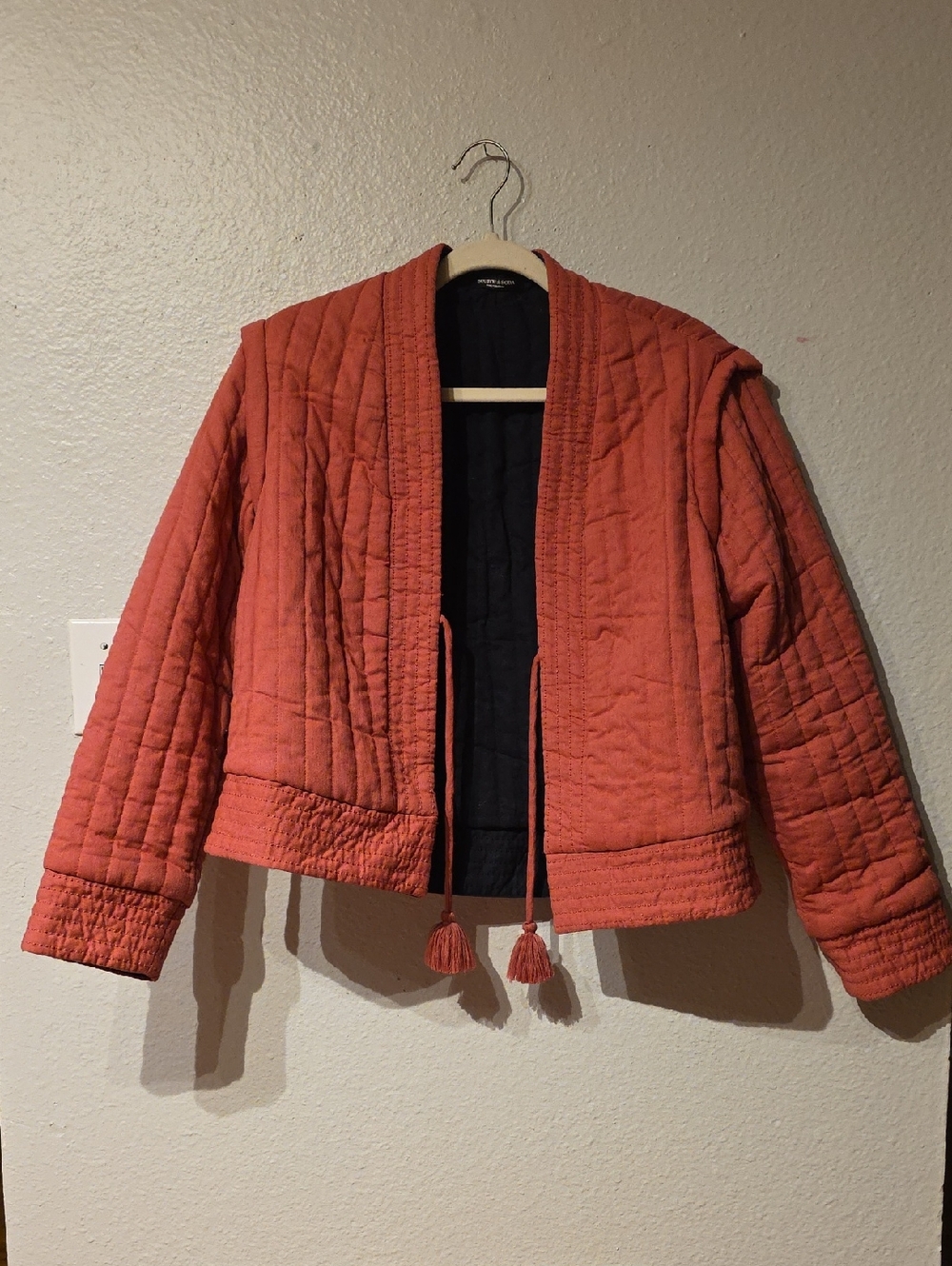 Scotch & Soda Quilted Bomber Jacket in Rust